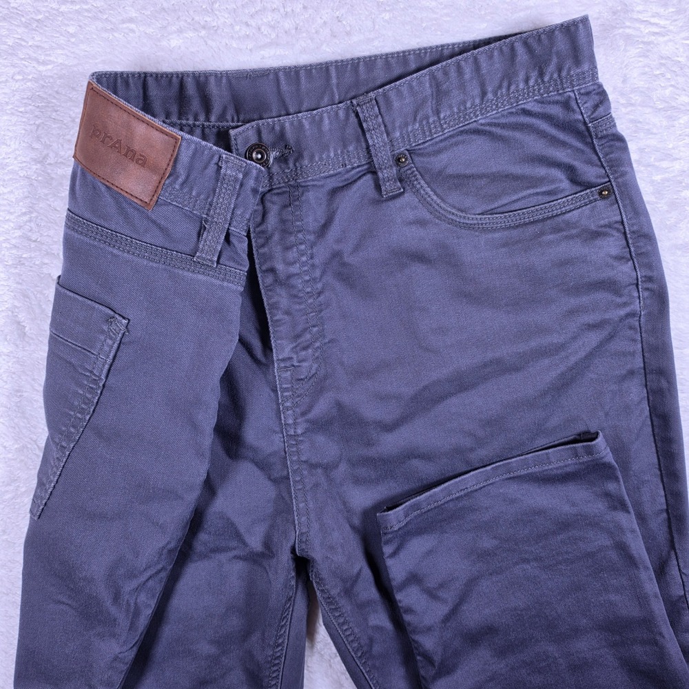 Prana Bridger Slim Fit Mens 38/32 Grey Organic Cotton Stretch Pants 1964791